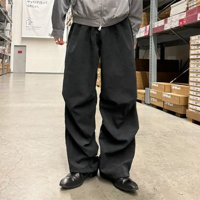 (Unisex) Knee-Pin Tuck Wide Volume Pants