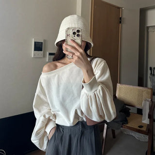 Cropped off-shoulder sweatshirt