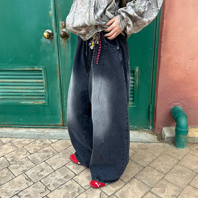 (Unisex) Washed Banded Denim Pants