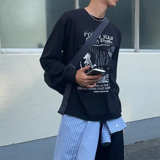 Vintage print long-sleeved T-shirt