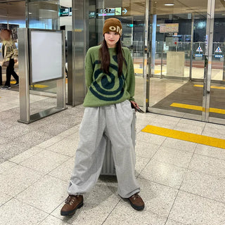 (Unisex) Two-pleat drawstring pants
