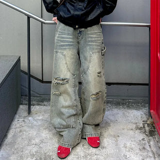 (Unisex) Vintage Wash Denim Pants