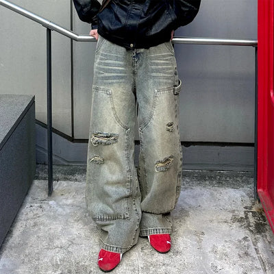 (Unisex) Vintage Wash Denim Pants