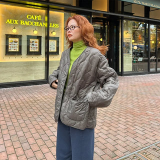 (Unisex) Quilted Button Jacket