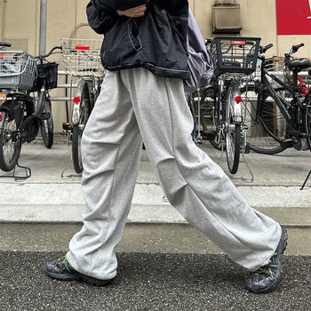 Wide-leg string sweatpants