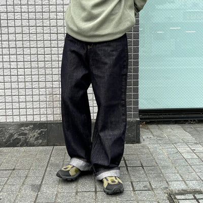 Non-washed wide-leg denim pants