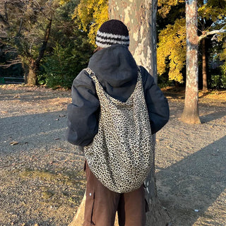 Multi-leopard print big shoulder bag