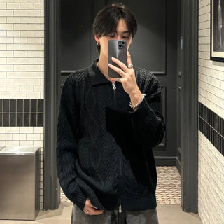 (Unisex) Double Zip-Up Fisherman Knit