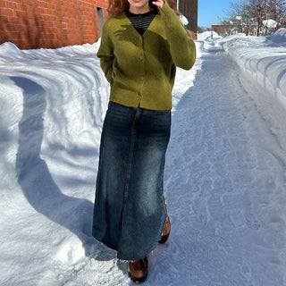 Denim long skirt