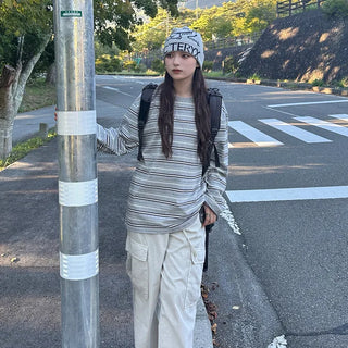 Striped Boxy Long-Sleeve T-Shirt