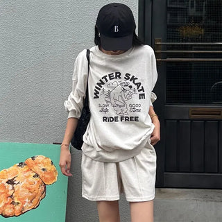 Printed oversized sweatshirt set