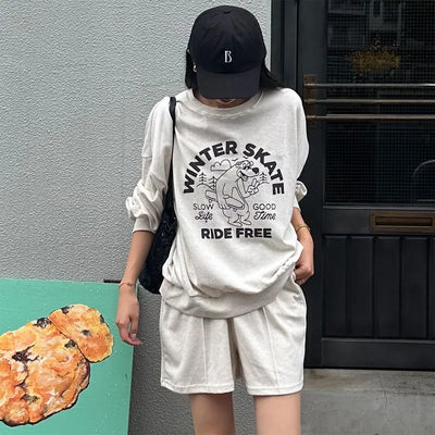 Printed oversized sweatshirt set