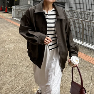 Oversized eco-leather jacket