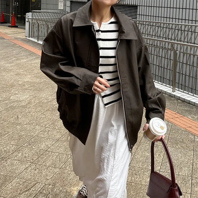 Oversized eco-leather jacket