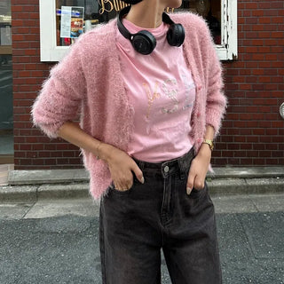 Hairy V-neck cardigan