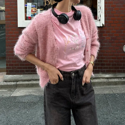 Hairy V-neck cardigan