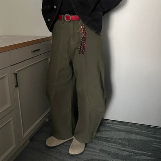 Seam-detailed khaki pants