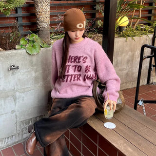 (Unisex) Jacquard Lettering English Knit
