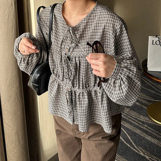 Ribbon check blouse