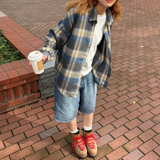 (Unisex) Casual Ombre Check Shirt