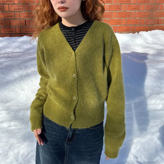 V-neck light wool cardigan