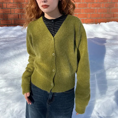 V-neck light wool cardigan