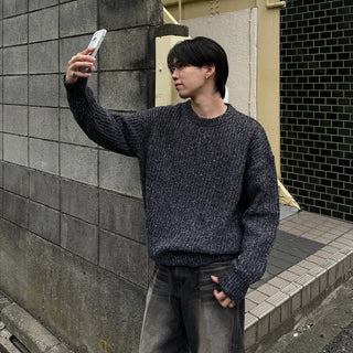 (Unisex) Melange Natural Round Knit