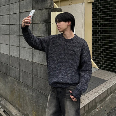 (Unisex) Melange Natural Round Knit