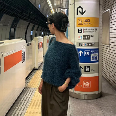 Fluffy Boat Neck Knit