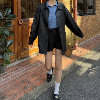 Faux Leather Oversized Coat Jacket