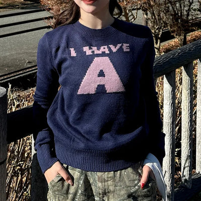(Unisex) Jacquard Front Logo Collar Knit