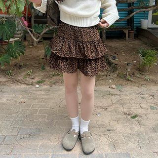 Leopard tiered ruffle mini skirt