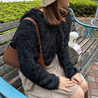 Colored soft shaggy cardigan