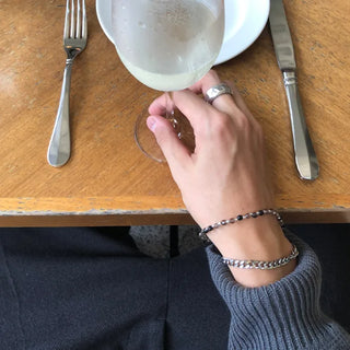 Chain bead layered bracelet