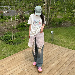 Checked layered skirt