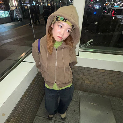 Cotton zip-up hoodie