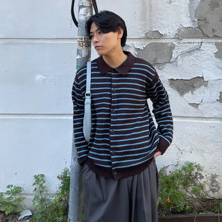 (Unisex) Striped Color Cardigan