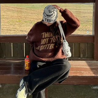 (Unisex) Jacquard Lettering English Knit