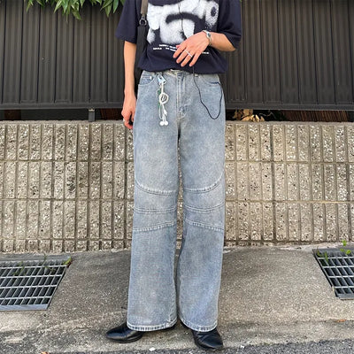 Seam-lined denim pants