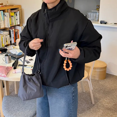 Zip-up nylon boa jacket