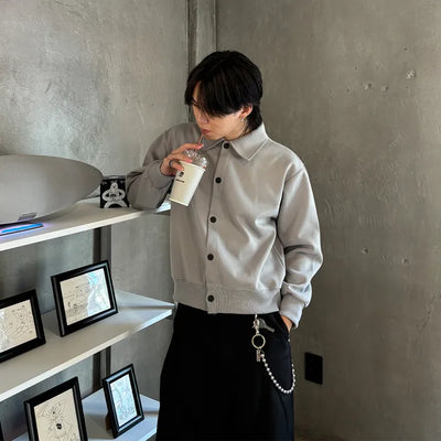 (Unisex) Button-Up Short Collar Jacket