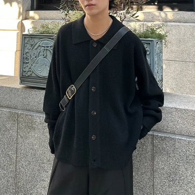 (Unisex) Standard Collar Button Cardigan
