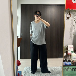 Nylon oversized wide-leg pants