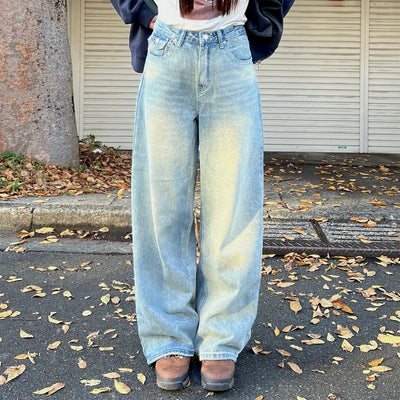 (Unisex) Vintage Wash Wide Fit Denim