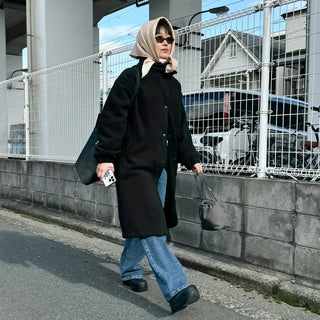 Turtleneck Boa Long Coat