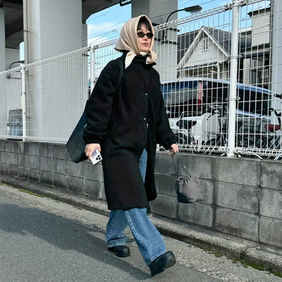 Turtleneck Boa Long Coat