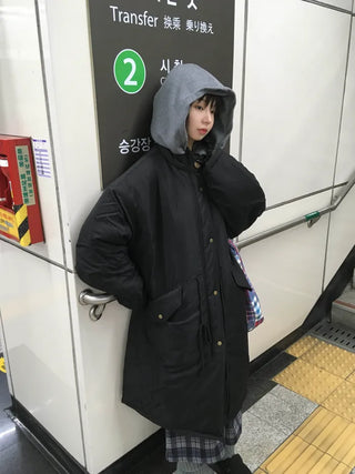 (2 colors) Puff-sleeve down jacket