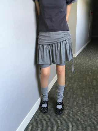 [3 colors] Slit skirt pants