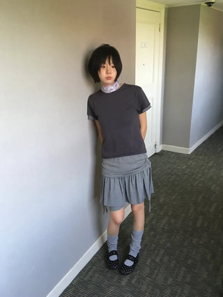 [3 colors] Slit skirt pants