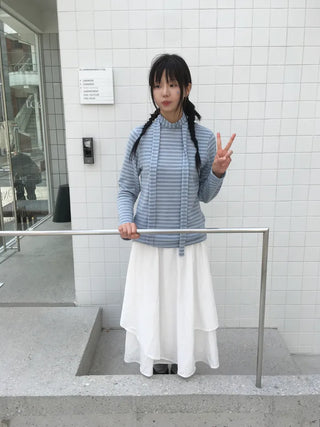 (Set) Striped T-shirt & Scarf Set